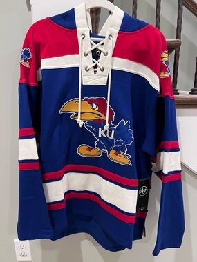 Kansas Jayhawks '47 Men's Blue Superior Lacer Hockey Fashion Hood Men’s Large